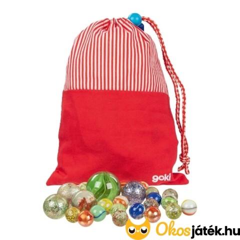 Üveggolyó készlet vászonzsákban - Goki